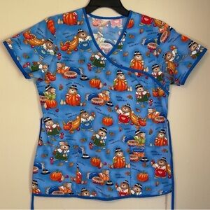 Women's Scrub Top Fall Harvest thanksgiving
Theme print Small